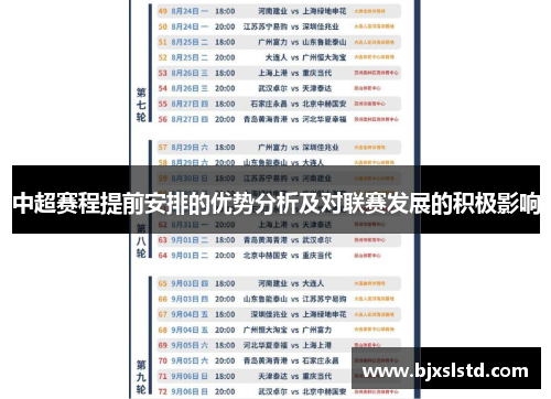 中超赛程提前安排的优势分析及对联赛发展的积极影响